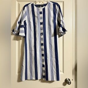 Alton Gray Casual Blue & White Button Down Dress With Pockets-Size 10-NWT